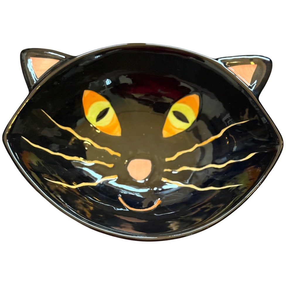 VTG Black Cat Candy Dish Target Y2K Halloween Holiday Cat Face Cat Lady Spooky